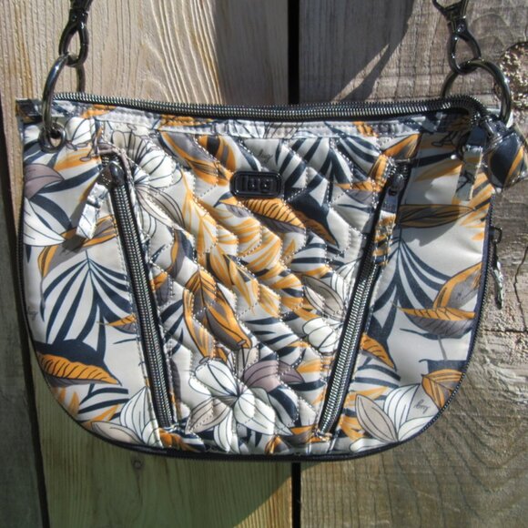 LUG Swivel Convertible Crossbody Bag Purse Lily Gray Floral - Picture 1 of 12